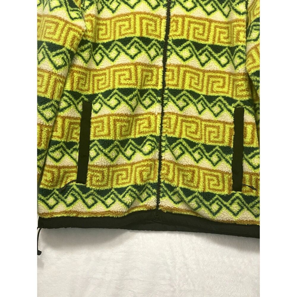 American Eagle Medium Jacket Sherpa Fleece Southwest Print Green Yellow Unisex - Picture 5 of 11